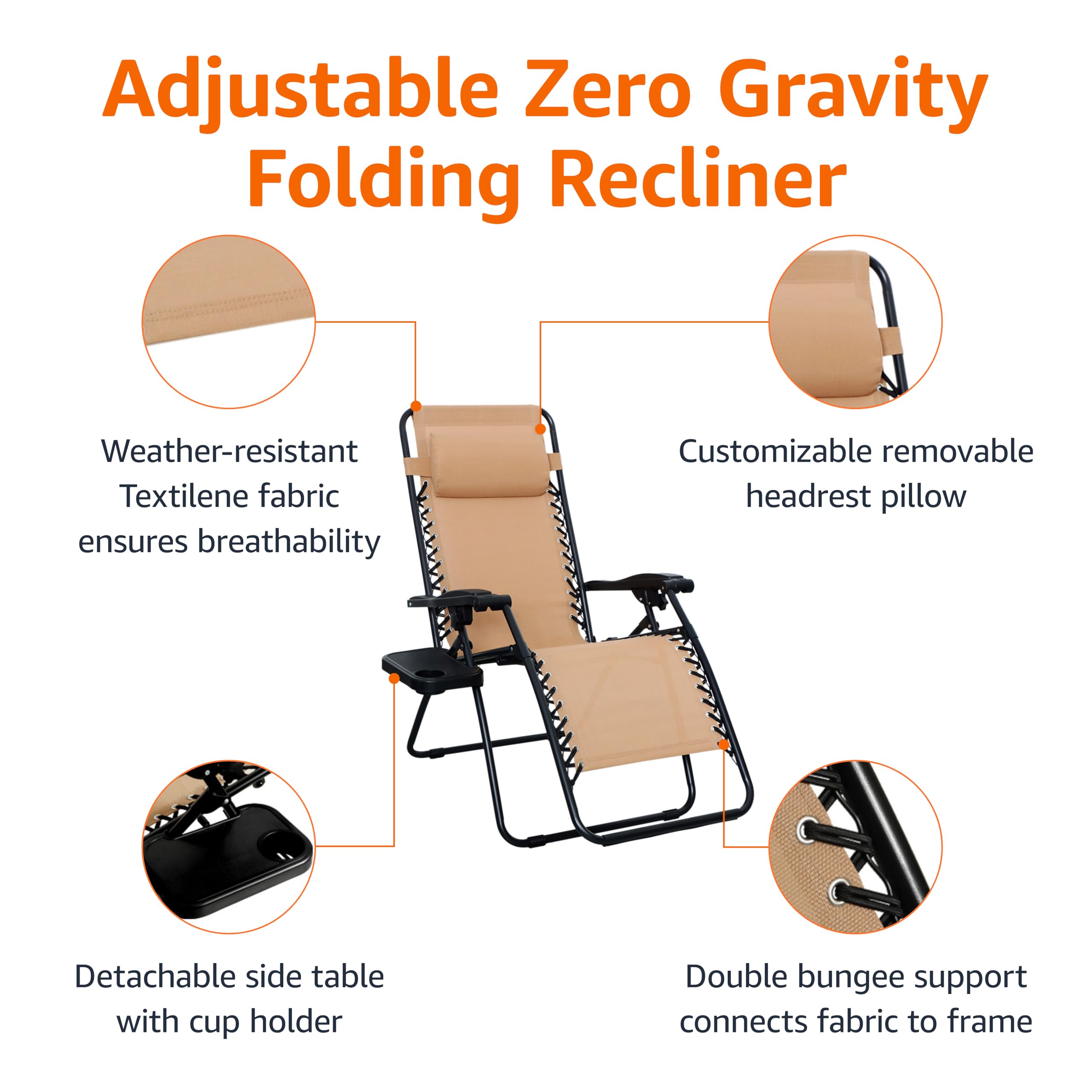 Amazon.com : Amazon Basics Outdoor Textilene Adjustable Zero